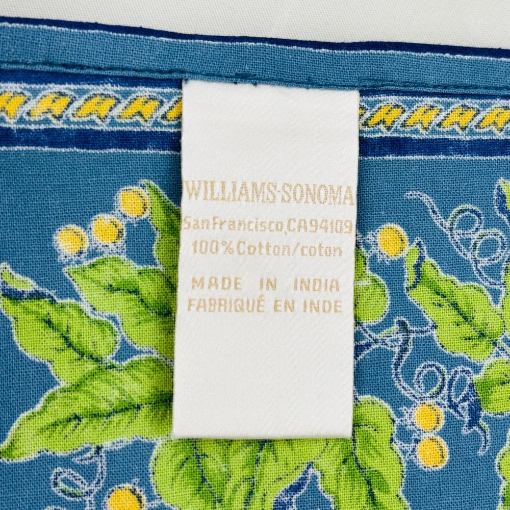 Williams Sonoma Provence Blue Napkin Set of 4 Floral Leaf Bees 20x20 Cotton